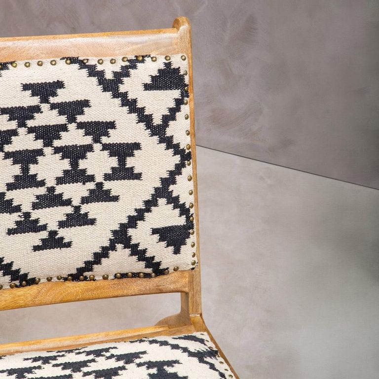 Cefena Lounge Chair - White and Black Fabric - Berber Style