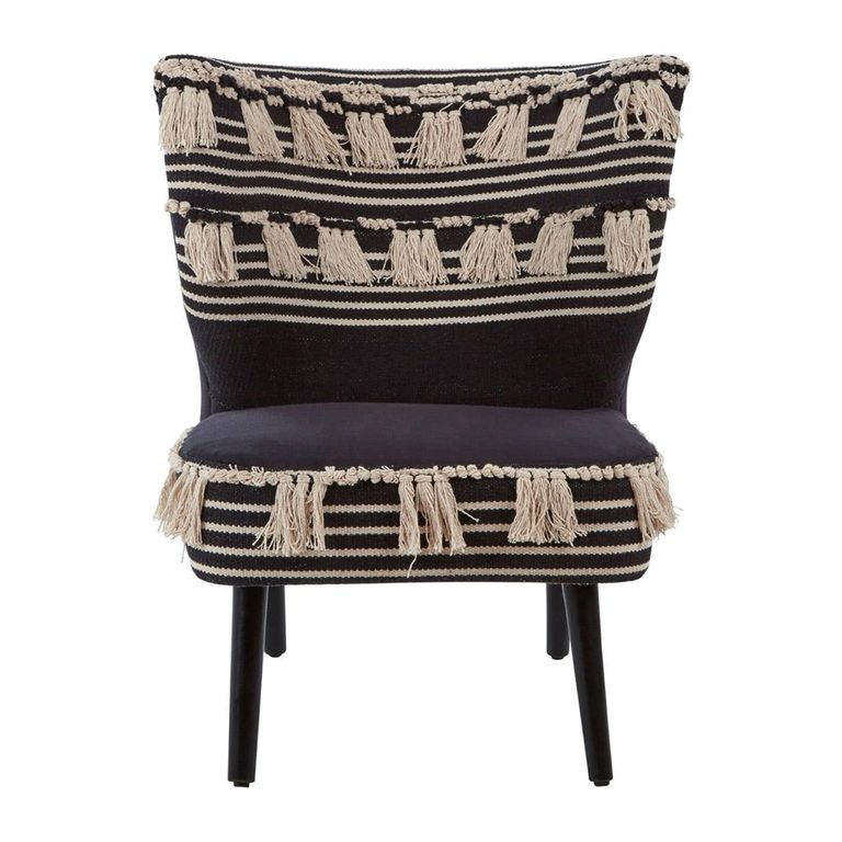Cefena Moroccan Chair - Black Fabric
