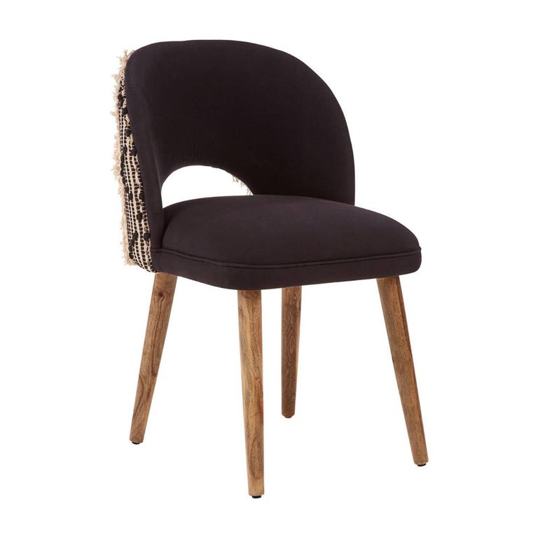 Cefena Moroccan Chair - Curved - Black Fabric