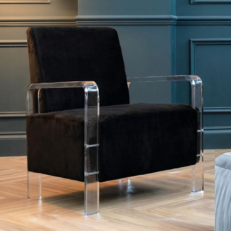 Clarence Accent Chair - Black Velvet Fabric
