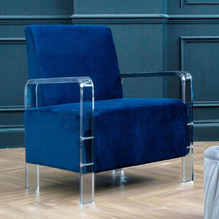 Clarence Accent Chair - Blue Velvet Fabric