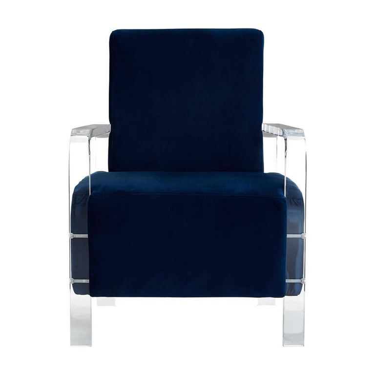 Clarence Accent Chair - Blue Velvet Fabric