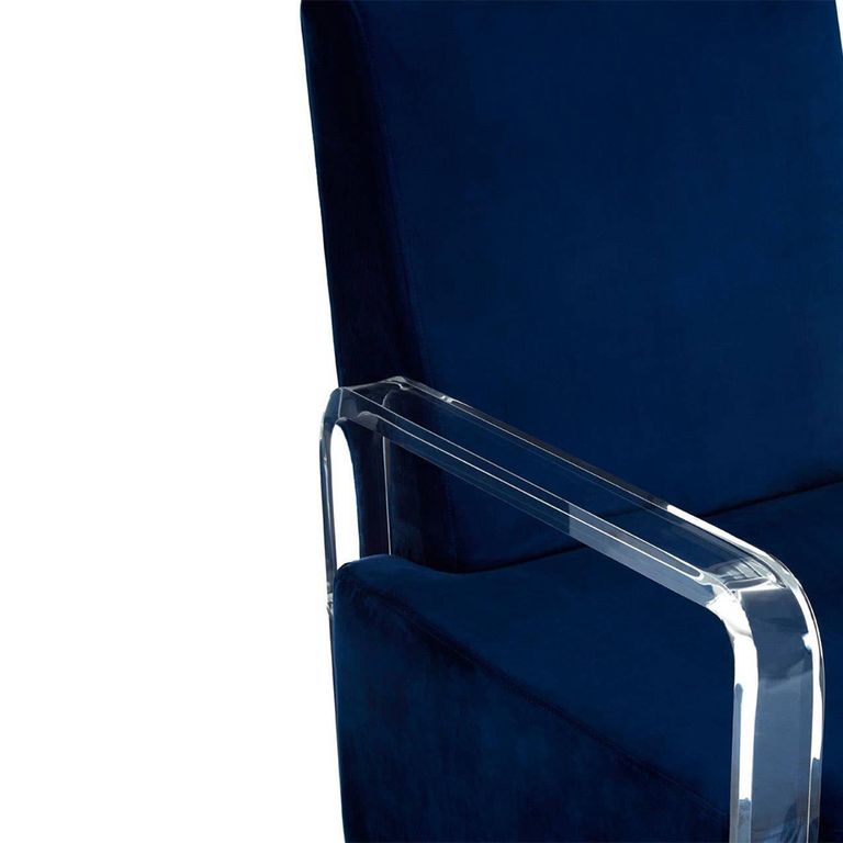 Clarence Accent Chair - Blue Velvet Fabric