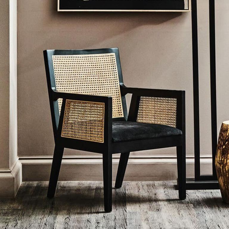 Corso Armchair - Black Wood and Rattan