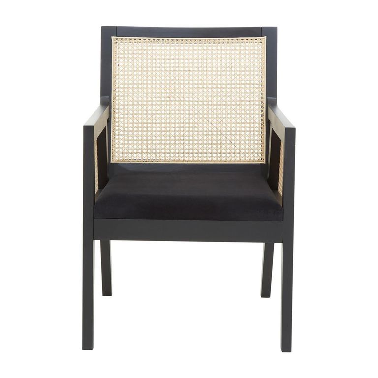 Corso Armchair - Black Wood and Rattan