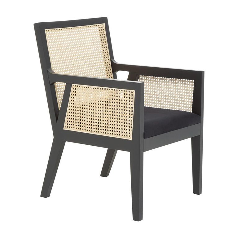 Corso Armchair - Black Wood and Rattan