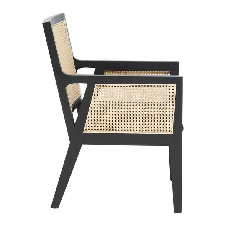 Corso Armchair - Black Wood and Rattan