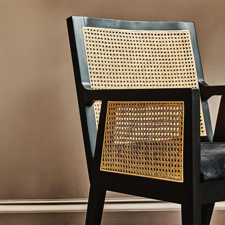 Corso Armchair - Black Wood and Rattan