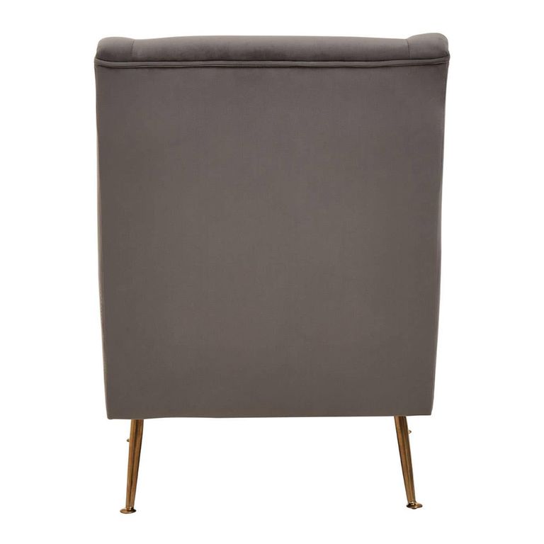Doucet Armchair - Grey Velvet Fabric with Gold Legs