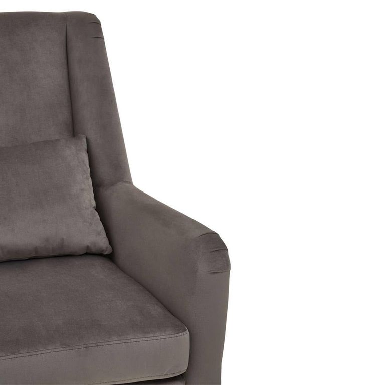 Doucet Armchair - Grey Velvet Fabric with Gold Legs