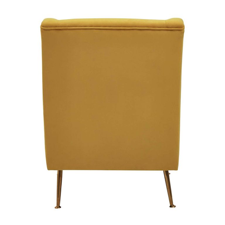Doucet Armchair - Yellow Velvet Fabric with Gold Legs