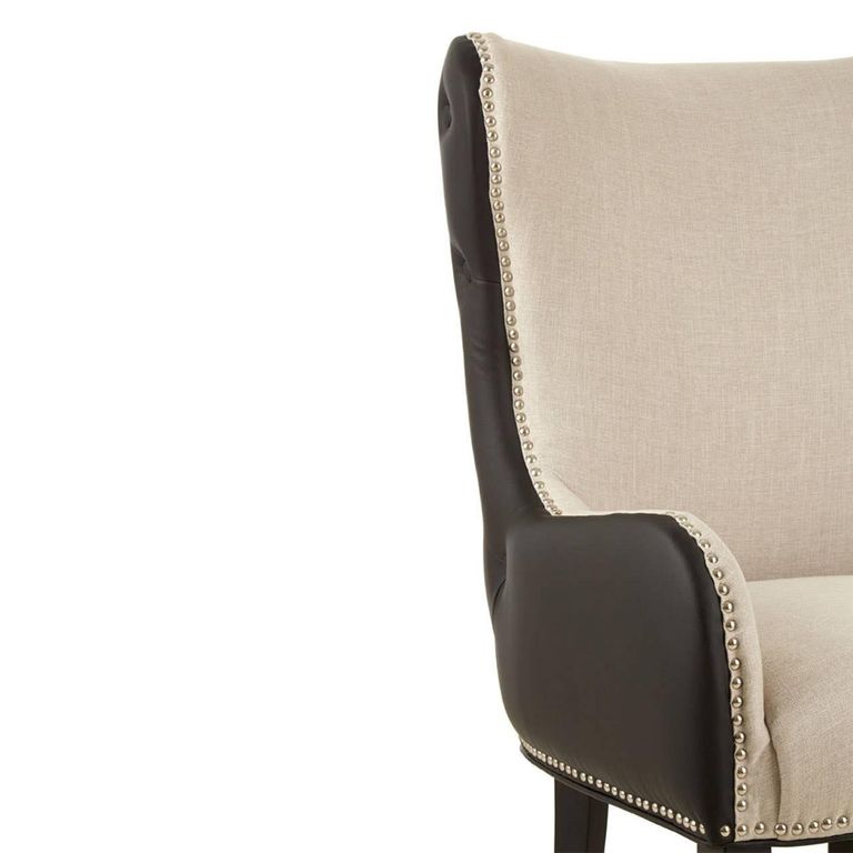 Doucet Chair - Beige Fabric with Black Faux Leather Back