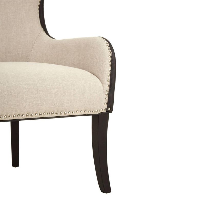 Doucet Chair - Beige Fabric with Black Faux Leather Back