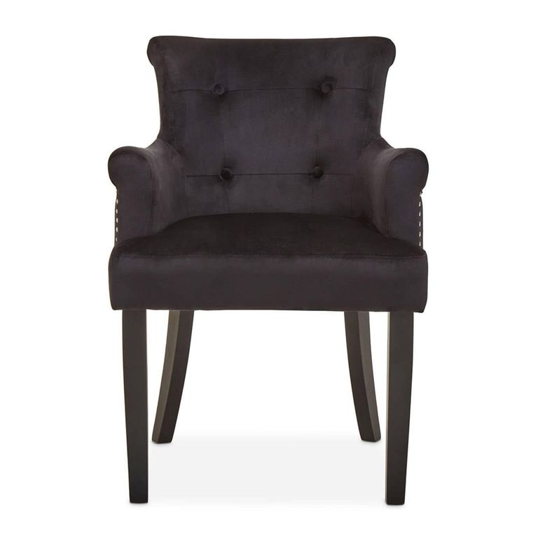 Doucet Chair - Black Velvet Fabric with Ring Back