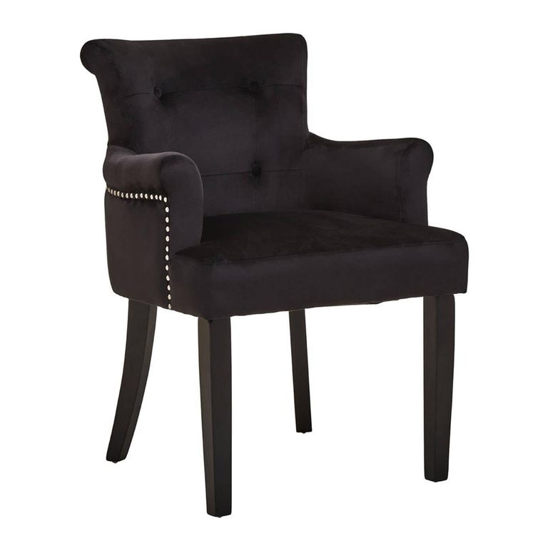 Doucet Chair - Black Velvet Fabric with Ring Back