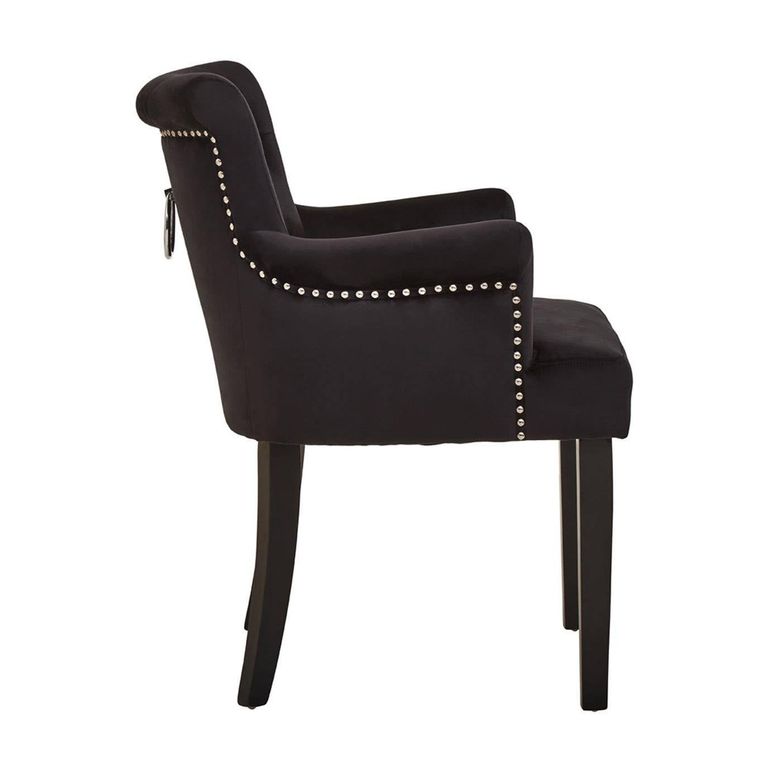 Doucet Chair - Black Velvet Fabric with Ring Back