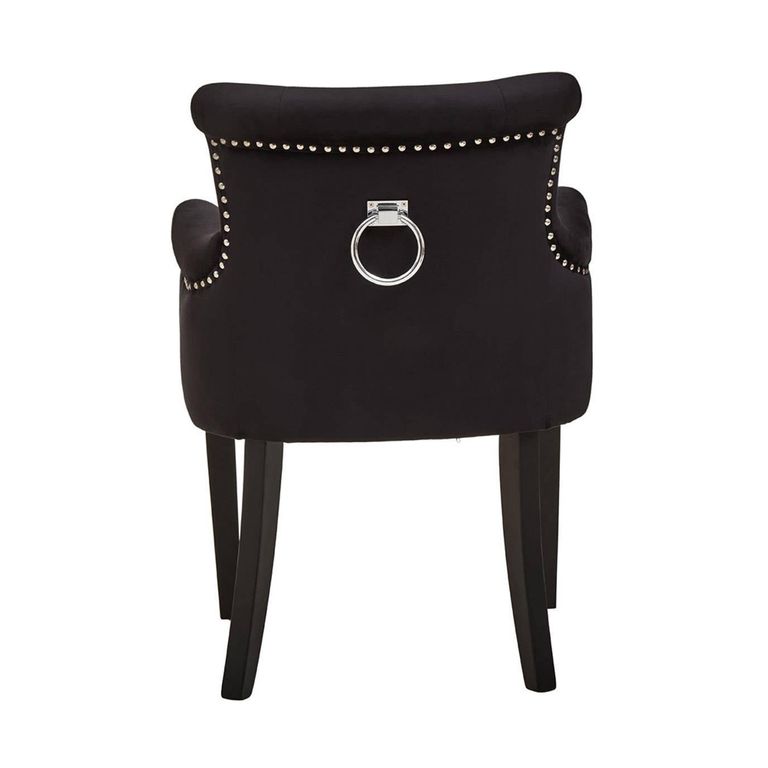Doucet Chair - Black Velvet Fabric with Ring Back