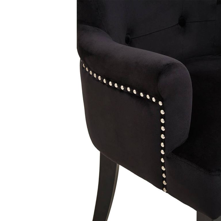 Doucet Chair - Black Velvet Fabric with Ring Back