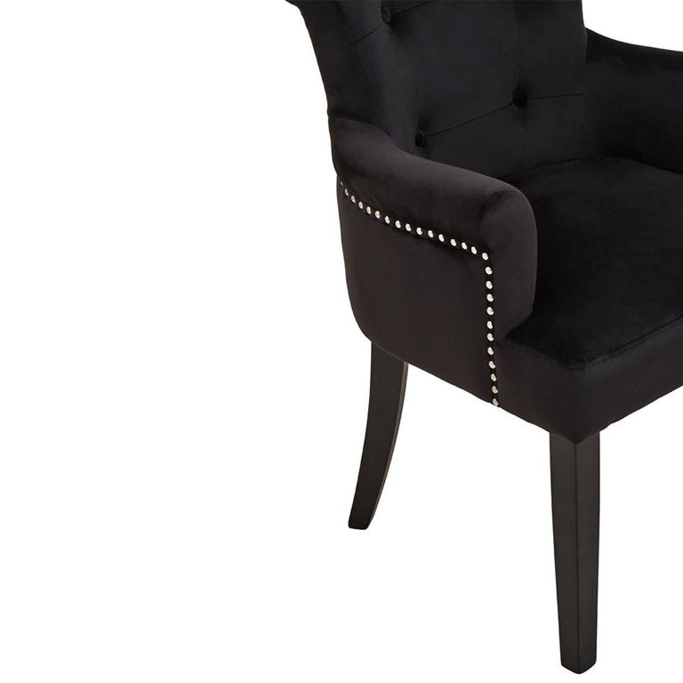 Doucet Chair - Black Velvet Fabric with Ring Back