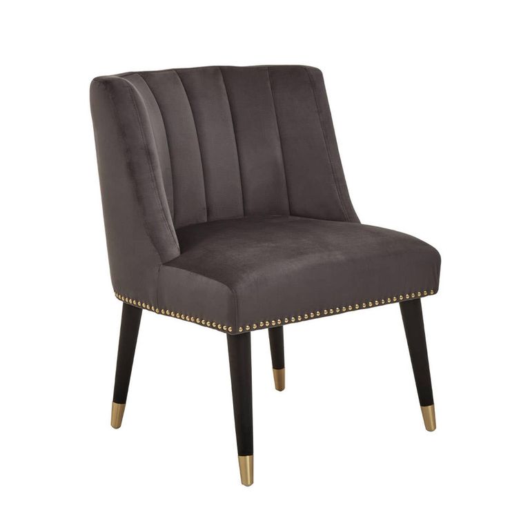 Doucet Chair - Grey Velvet Fabric
