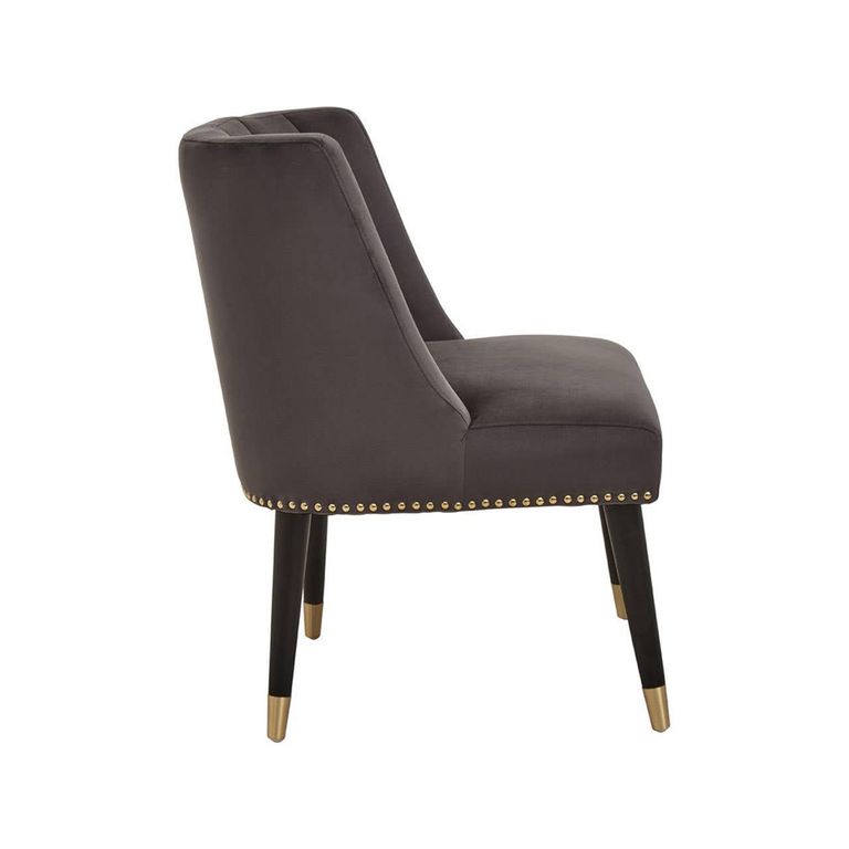 Doucet Chair - Grey Velvet Fabric