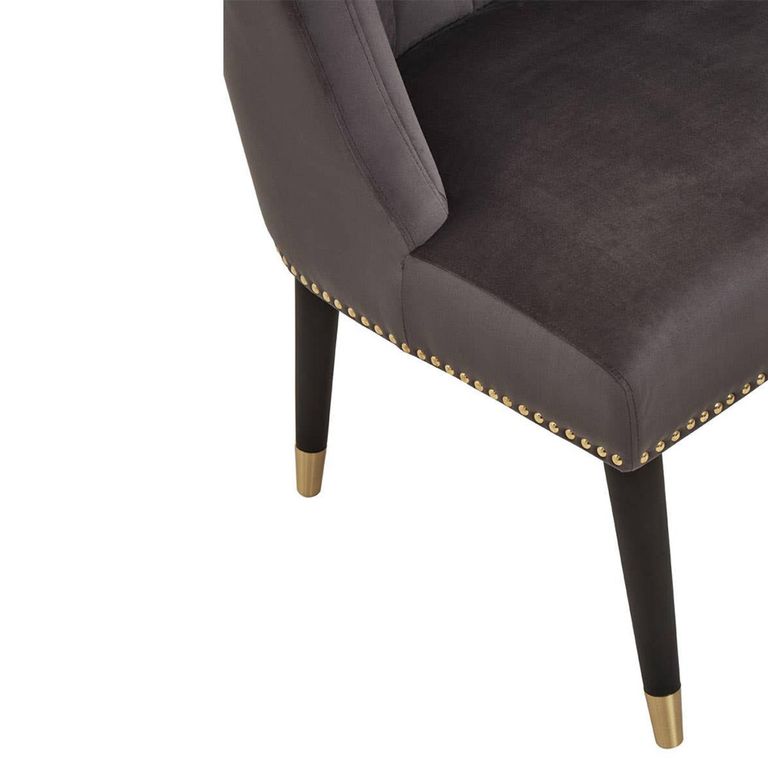 Doucet Chair - Grey Velvet Fabric