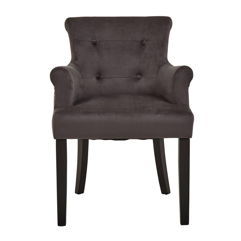 Doucet Chair - Grey Velvet Fabric with Ring Back