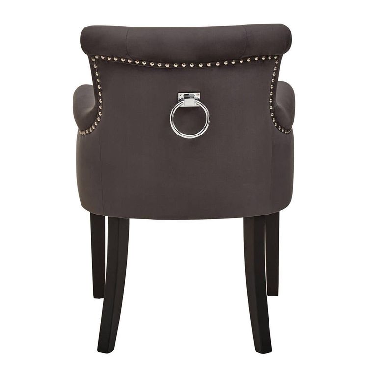 Doucet Chair - Grey Velvet Fabric with Ring Back