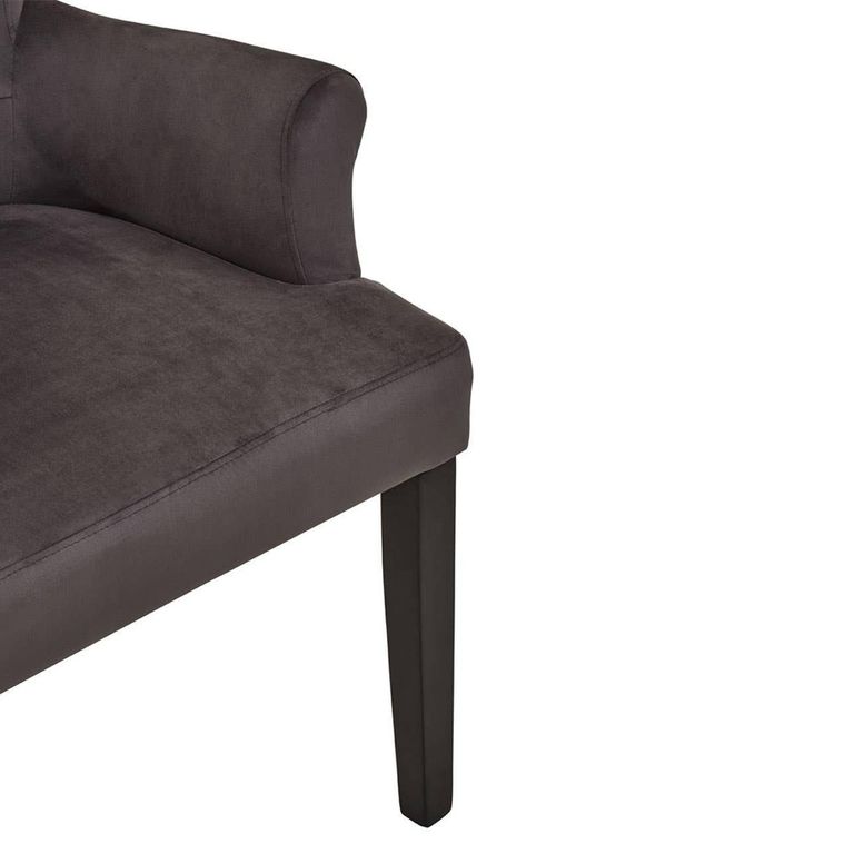 Doucet Chair - Grey Velvet Fabric with Ring Back