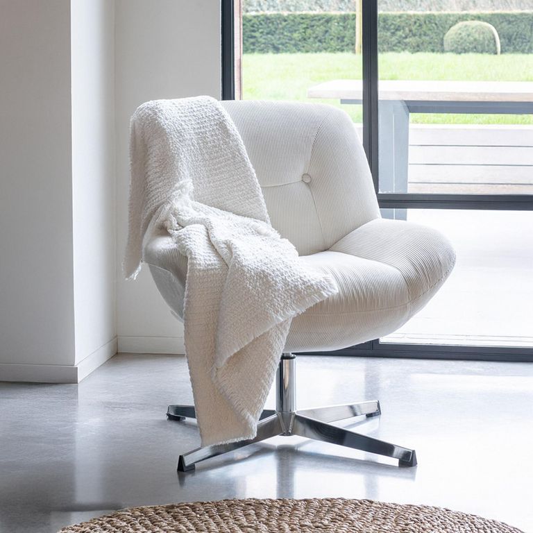 Chill Swivel Lounge Chair - Cream - Fabric and Metal