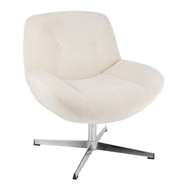 Chill Swivel Lounge Chair - Cream - Fabric and Metal