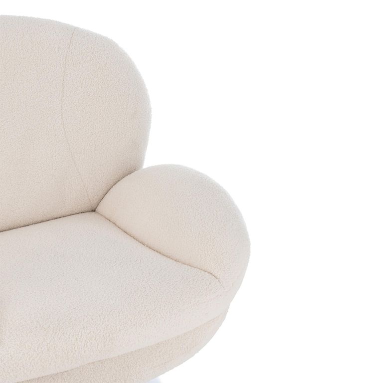 Lay Swivel Relax Chair - Footstool - Cream - Fabric and Metal
