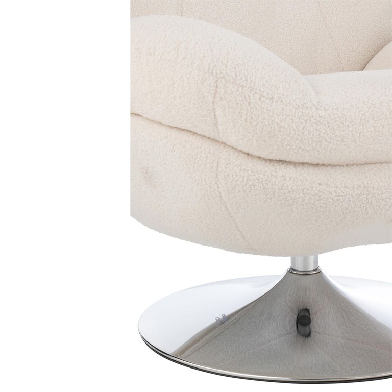 Lay Swivel Relax Chair - Footstool - Cream - Fabric and Metal