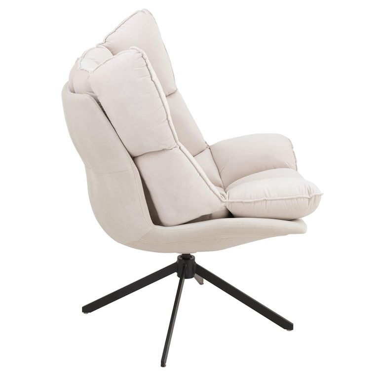 Swivel Relax Chair - Beige and Black - Fabric and Metal