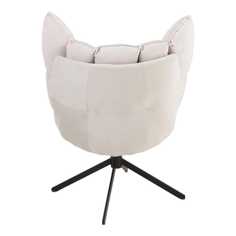 Swivel Relax Chair - Beige and Black - Fabric and Metal
