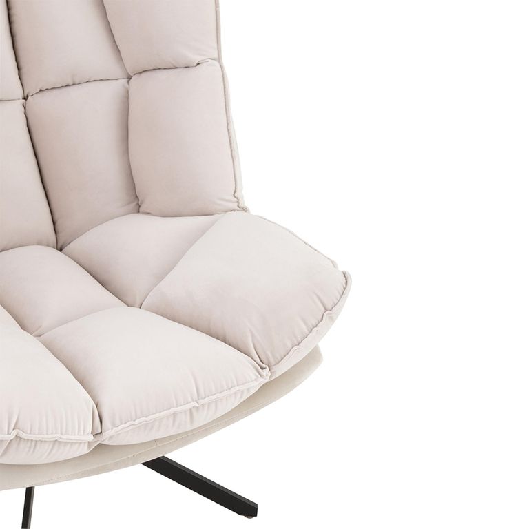 Swivel Relax Chair - Beige and Black - Fabric and Metal