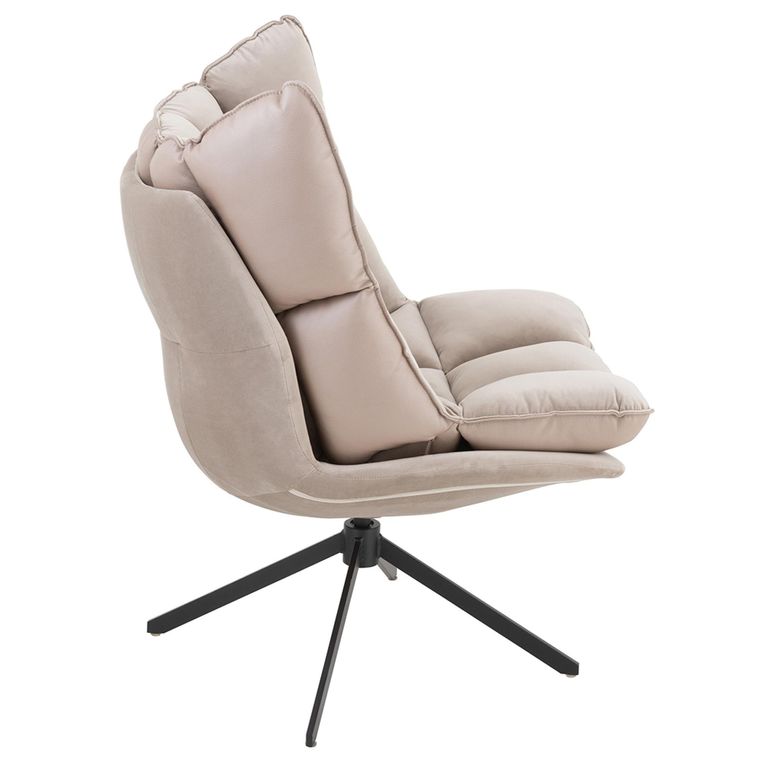 Swivel Relax Chair - Light Grey and Black - Fabric and Metal