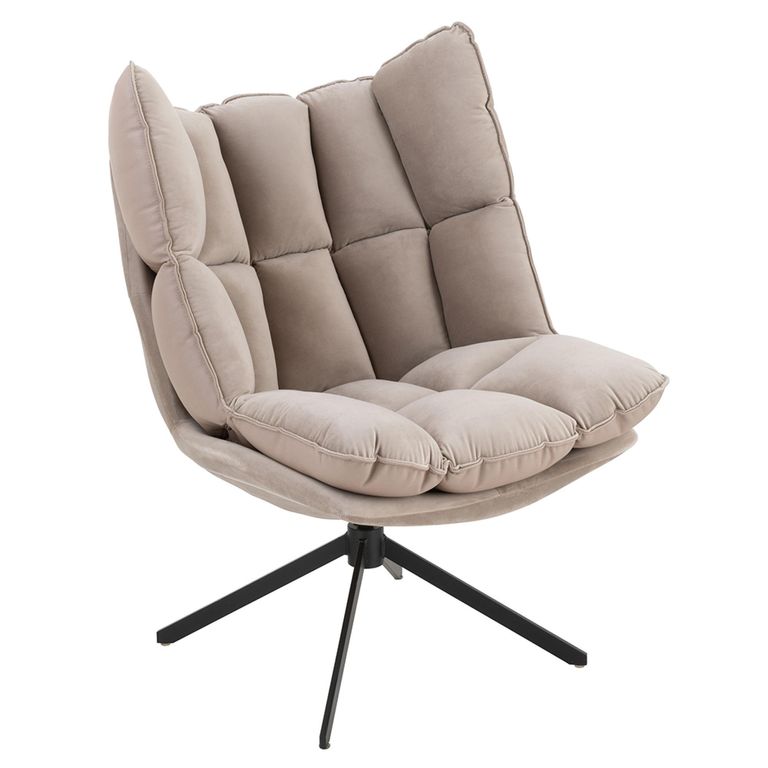 Swivel Relax Chair - Light Grey and Black - Fabric and Metal