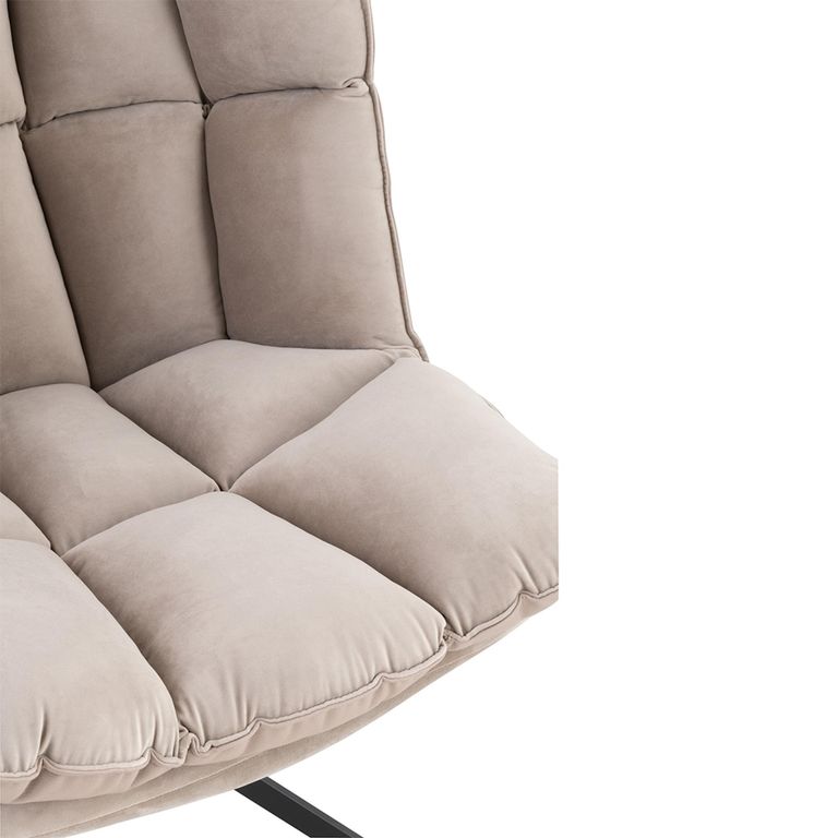Swivel Relax Chair - Light Grey and Black - Fabric and Metal