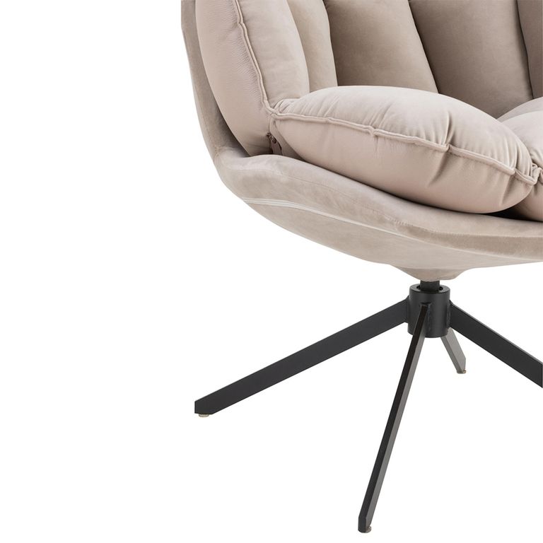 Swivel Relax Chair - Light Grey and Black - Fabric and Metal