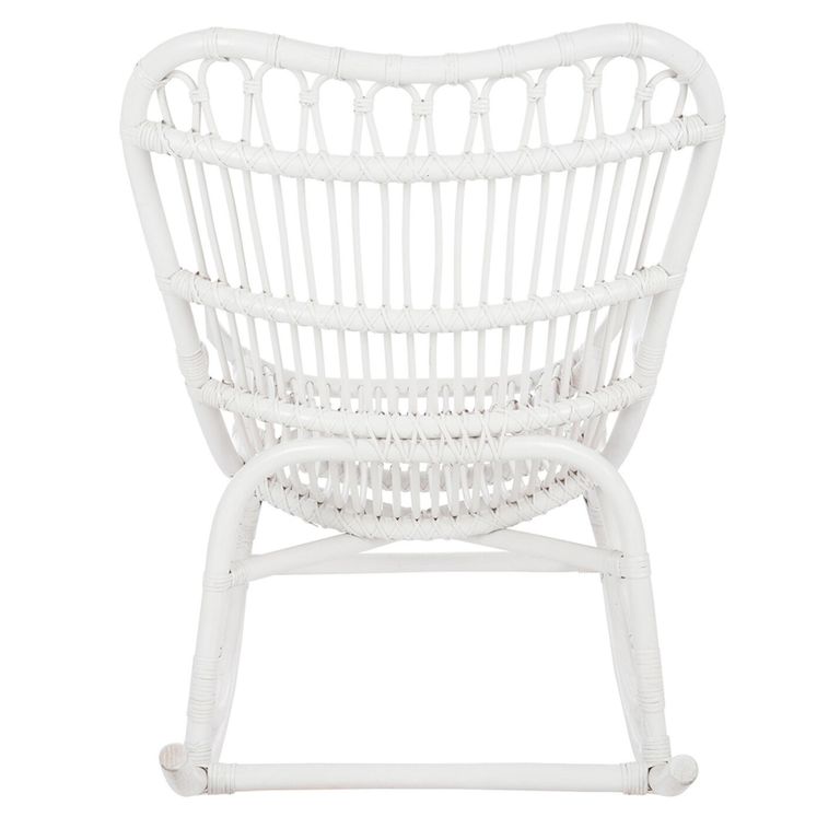 Rocking Chair - White - Rattan and Bamboo Wood
