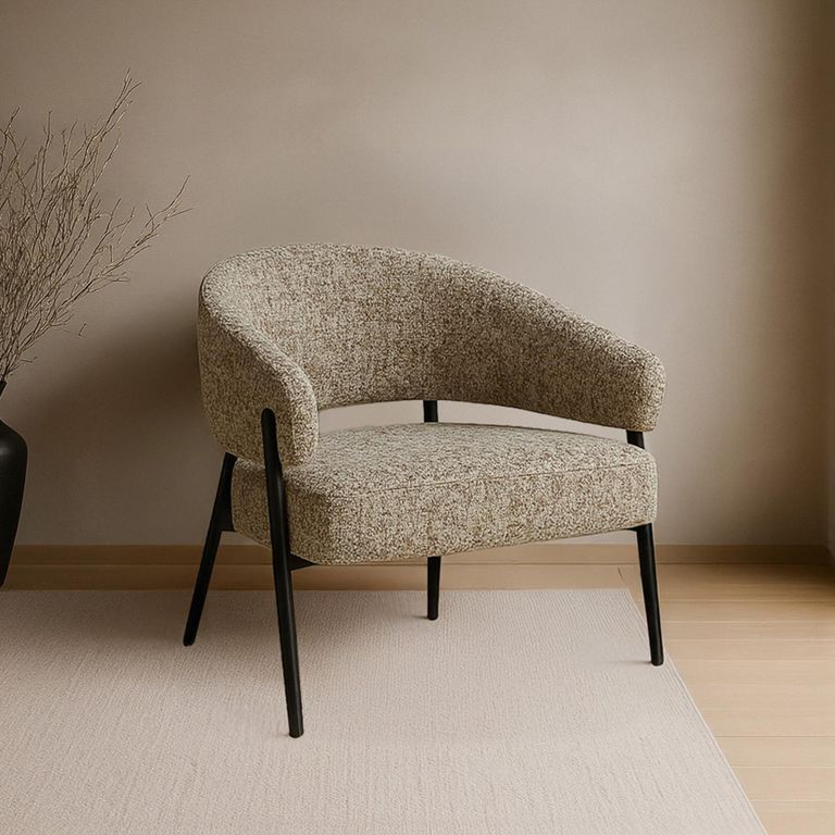 Dilan Armchair - Curved Back - Venga Liver - Fabric and Metal