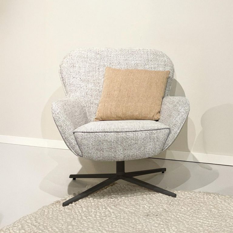 Sven Swivel Armchair - Wing Back - Bisque Oasis - Fabric and Metal
