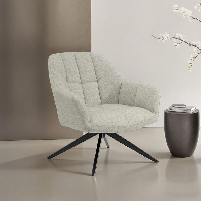Tom Swivel Armchair - Sand - Fabric and Metal