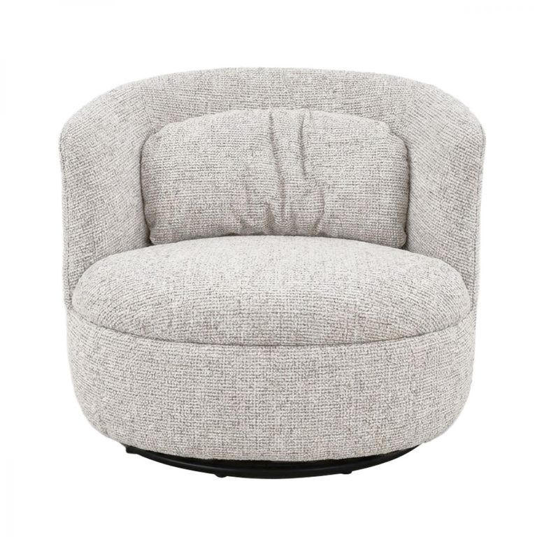 Britt Swivel Chair - Curved Back - Beige - Fabric