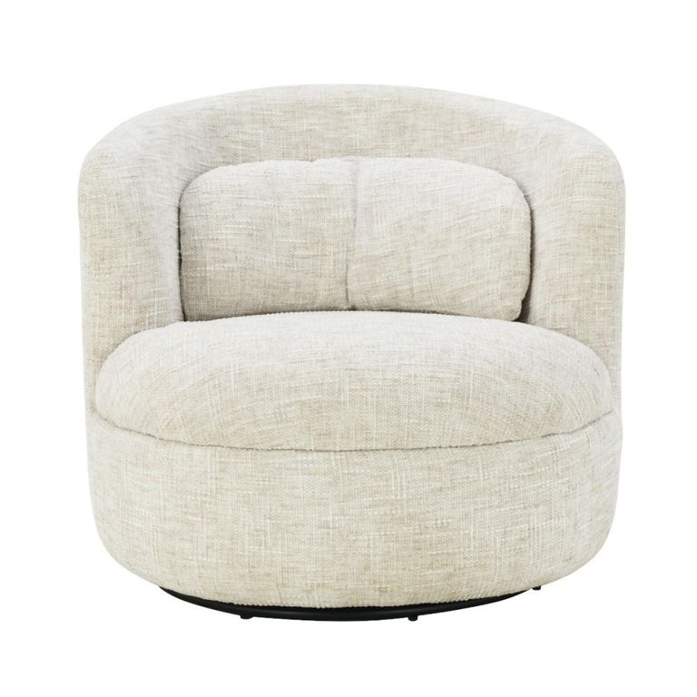 Britt Swivel Chair - Curved Back - Cream - Fabric