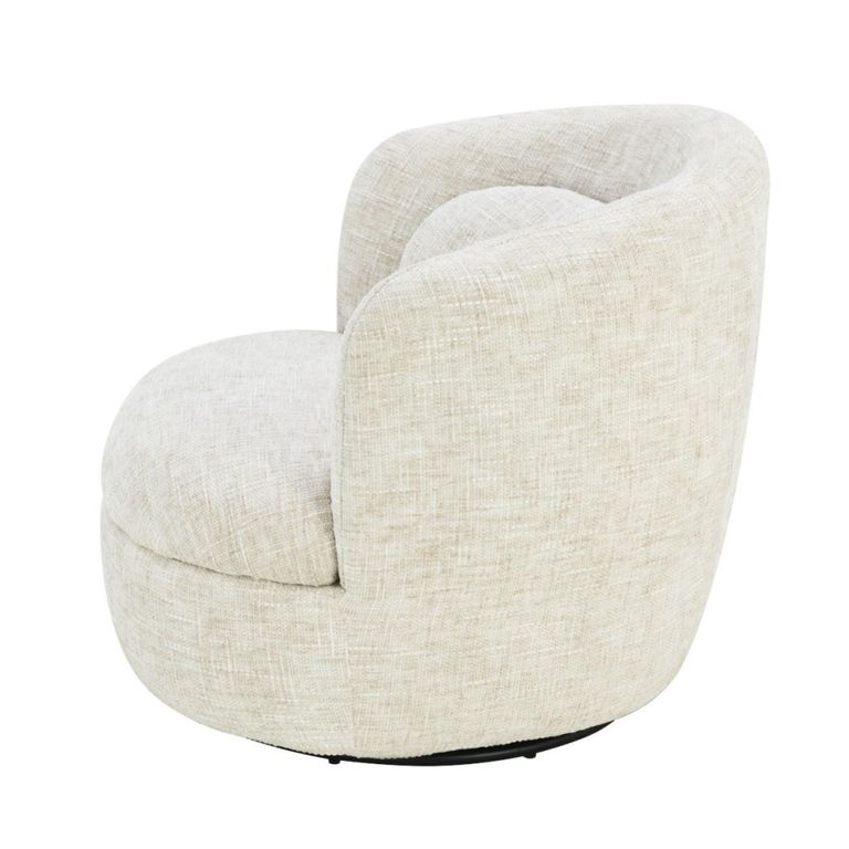 Britt Swivel Chair - Curved Back - Cream - Fabric
