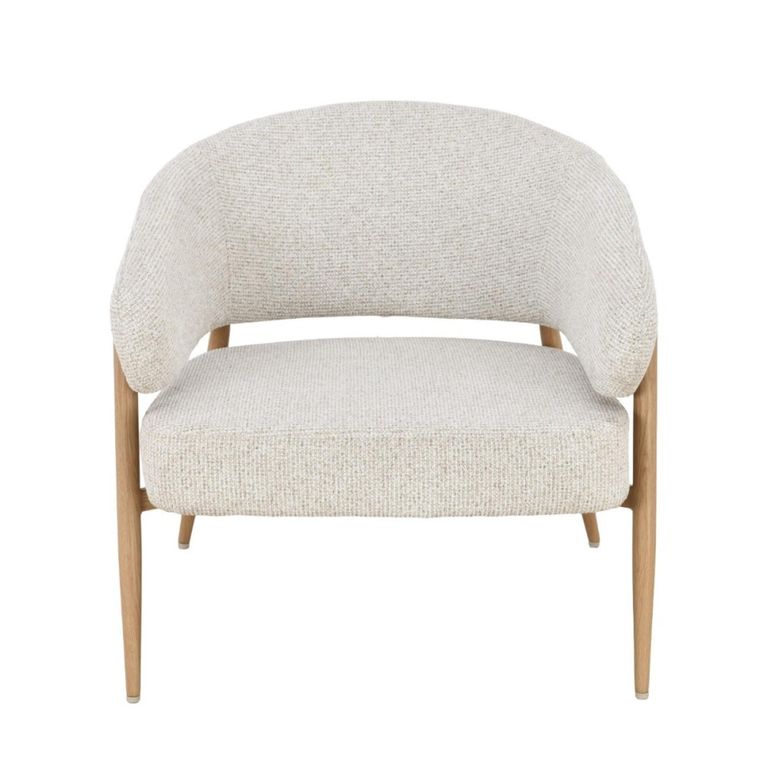 Dilan Armchair - Curved Back - Beige - Fabric and Hush Oak