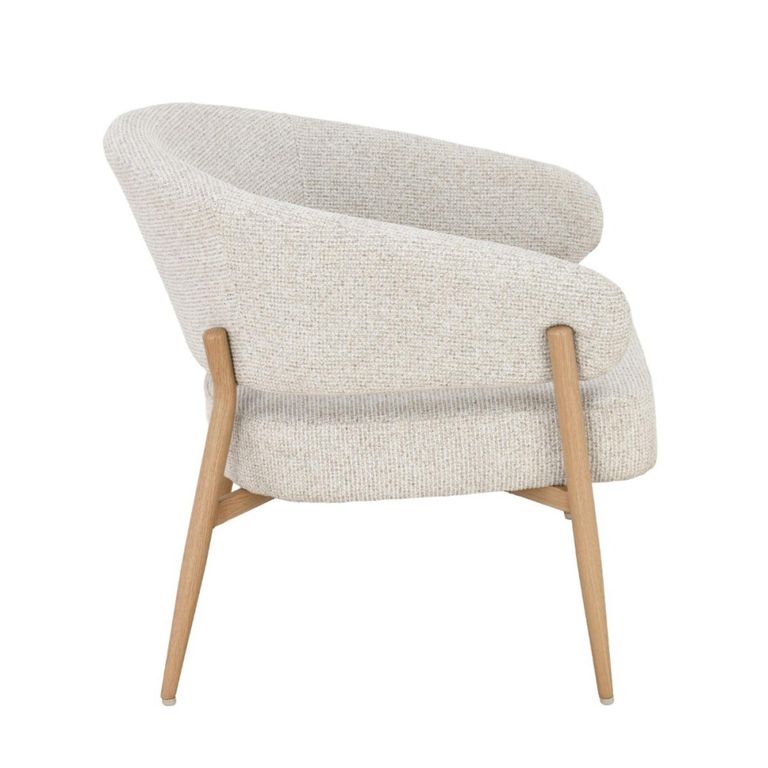 Dilan Armchair - Curved Back - Beige - Fabric and Hush Oak