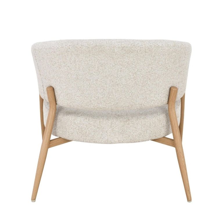 Dilan Armchair - Curved Back - Beige - Fabric and Hush Oak